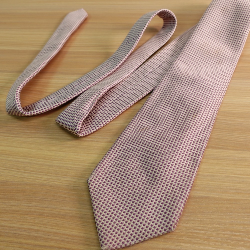Turnbull Asser Tie Mens Purple Silver Diamond Lattice Lilac Silk England‎ Luxury